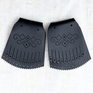 Black Faux Leather Fringed Kilties for shoes
